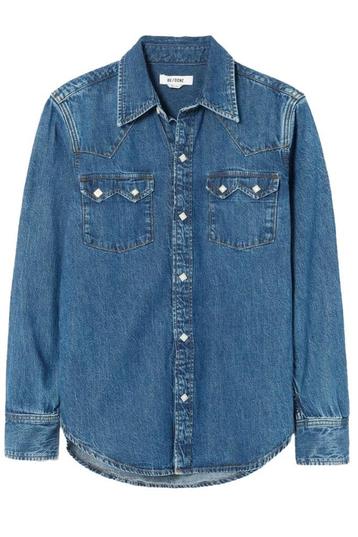 re/done redone pauw blue denim top tuniek blouse / m