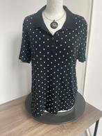 Zwart polo shirt met kleine bloemetjes, maat L, Verzenden, Zwart, Maat 42/44 (L), Zo goed als nieuw