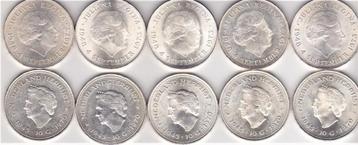 10 GULDEN MUNTEN 5 X 1970 en 5 X 1973 ZILVER beschikbaar voor biedingen