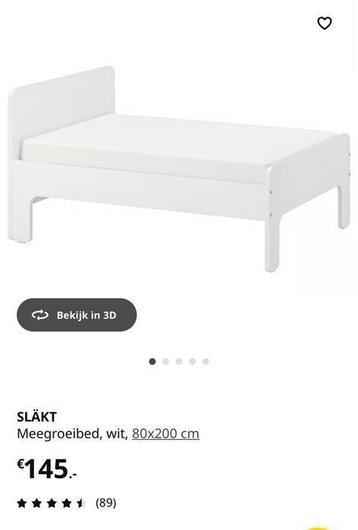 Ikea: SLÄKT Meegroeibed, wit, 80x200 cm - afbeelding 1