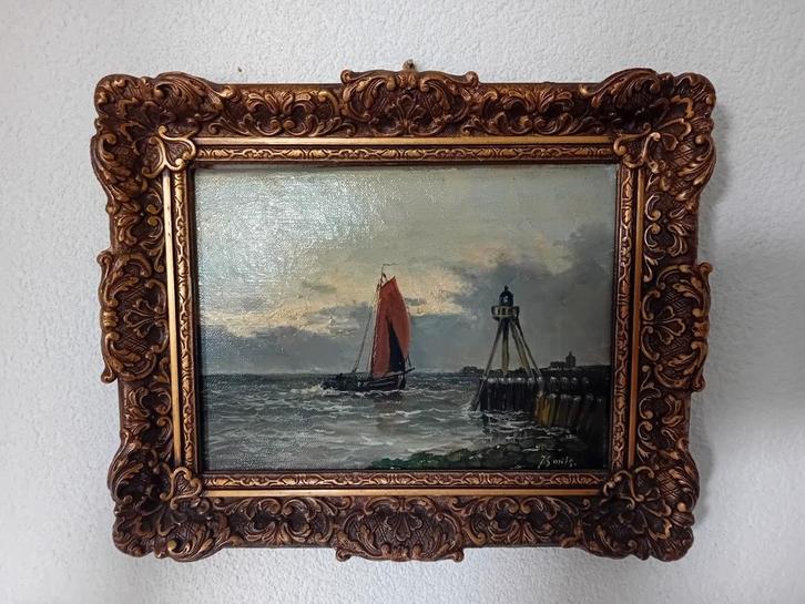 Schilderij J. Smits - Zeilschip, Antiek en Kunst, Kunst | Schilderijen | Klassiek, Ophalen