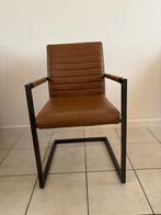 6 Cognac Eetkamerstoelen met Leuning - Leatherlook, Huis en Inrichting, Stoelen, Ophalen, Gebruikt, Bruin, Metaal