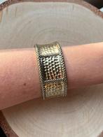 Open te maken gehamerde hammered brede goudkleurige bangle, Ophalen of Verzenden, Zo goed als nieuw, Goud, Overige materialen