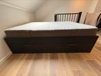 Ikea Bed 140x200 cm. Brimmes zwart met lades incl. Matras, Huis en Inrichting, Slaapkamer | Bedden, Ophalen, Eenpersoons, Zwart