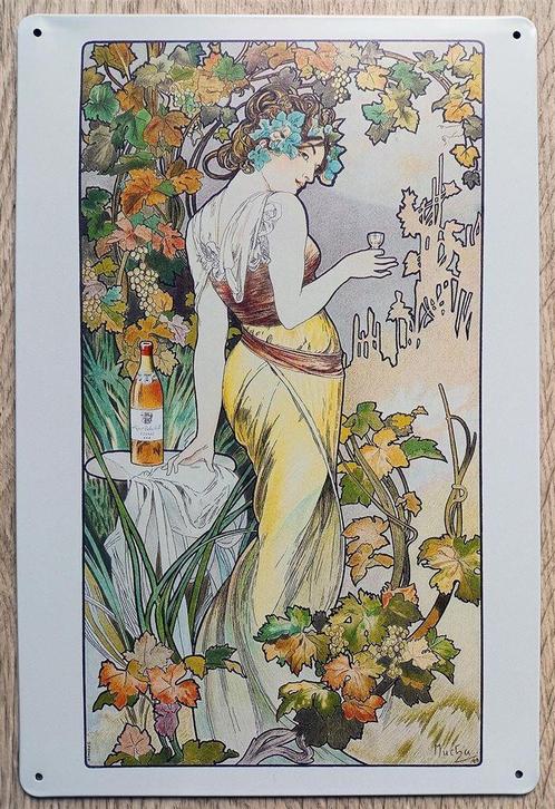 ALPHONSE MUCHA de Seizoenen Metalen Wandbord, Antiek en Kunst, Kunst | Tekeningen en Foto's, Verzenden
