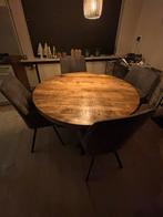 Ronde eettafel met 4 stoelen, Ophalen, 100 tot 150 cm, Rond, Zo goed als nieuw