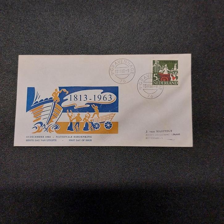 FDC Nationale Herdenking 1813-1963, Postzegels en Munten, Postzegels | Eerstedagenveloppen, Beschreven, Nederland, Verzenden