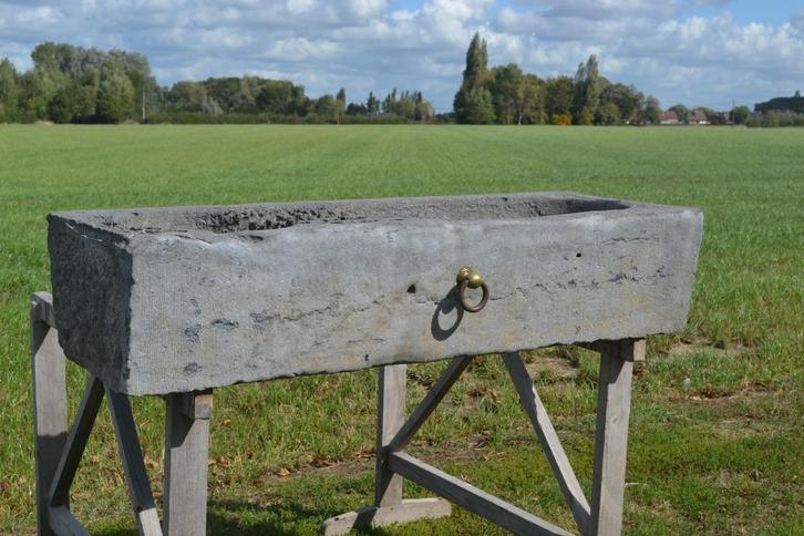 antieke geleefde arduinen paardentrog, Tuin en Terras, Bloembakken en Plantenbakken, Gebruikt, Steen, Tuin, Minder dan 30 cm, Rond