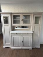 Beige Buffetkast met Glasdeuren, Ophalen, Gebruikt, 100 tot 150 cm, Met lade(s)