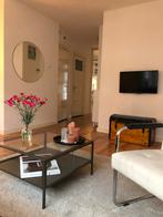 Glazen Salontafel met Metalen Frame, Huis en Inrichting, Tafels | Salontafels, Ophalen, Gebruikt, 100 tot 150 cm, Vierkant