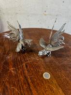 Set verzilverde hanen – decoratieve miniaturen, Verzamelen, Beelden en Beeldjes, Ophalen of Verzenden, Zo goed als nieuw, Dier