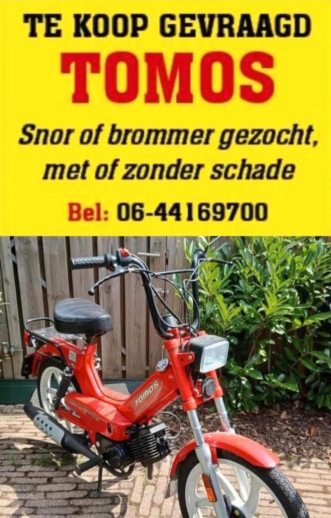 T.K. Gevraagd - Gezocht TOMOS Snor - Brommer Bel:06-44169700, Fietsen en Brommers, Brommers | Tomos, Gebruikt, Standard, Maximaal 45 km/u