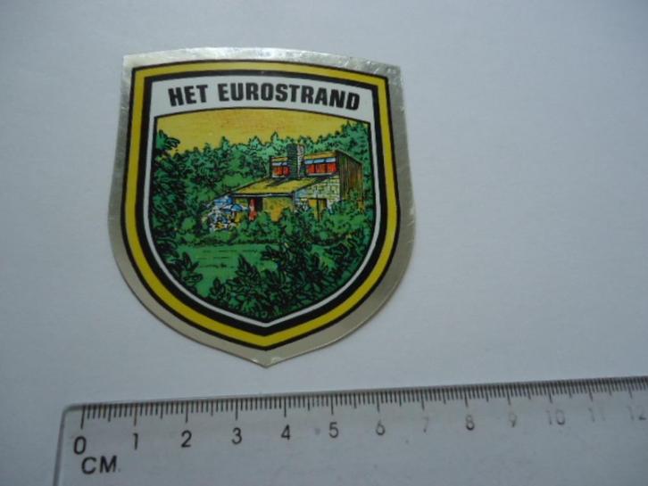 sticker oud Het EUROSTRAND glansschild vakantie vintage, Verzamelen, Stickers, Zo goed als nieuw, Verzenden