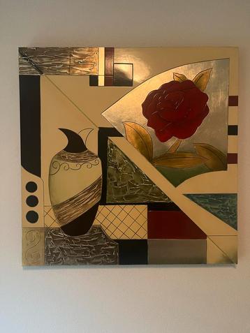 Abstract Schilderij Vaas & Roos Modern Kunstwerk Vierkant Gr beschikbaar voor biedingen