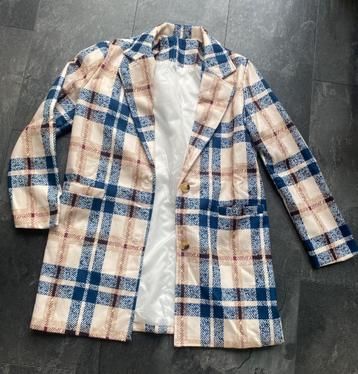 Nieuw - Mooie lange geruite blazer jas maat 44 beschikbaar voor biedingen