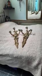 Twee antieke wandlampen / apliques Brons verguld, Ophalen