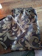 Gordijnen met ringen (set is 2.80 breed), 100 tot 150 cm, Bruin, 200 cm of meer, Ophalen of Verzenden