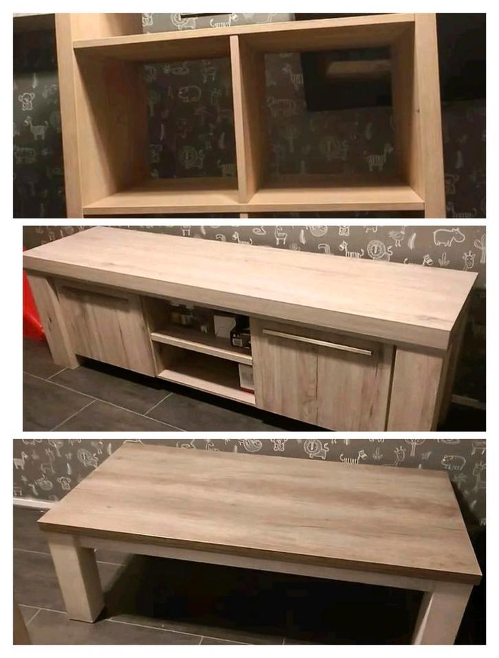 Mooie meubelset (tafel, tv-meubel, plank) in goede staat, Huis en Inrichting, Kasten | Televisiemeubels, Zo goed als nieuw, Minder dan 100 cm