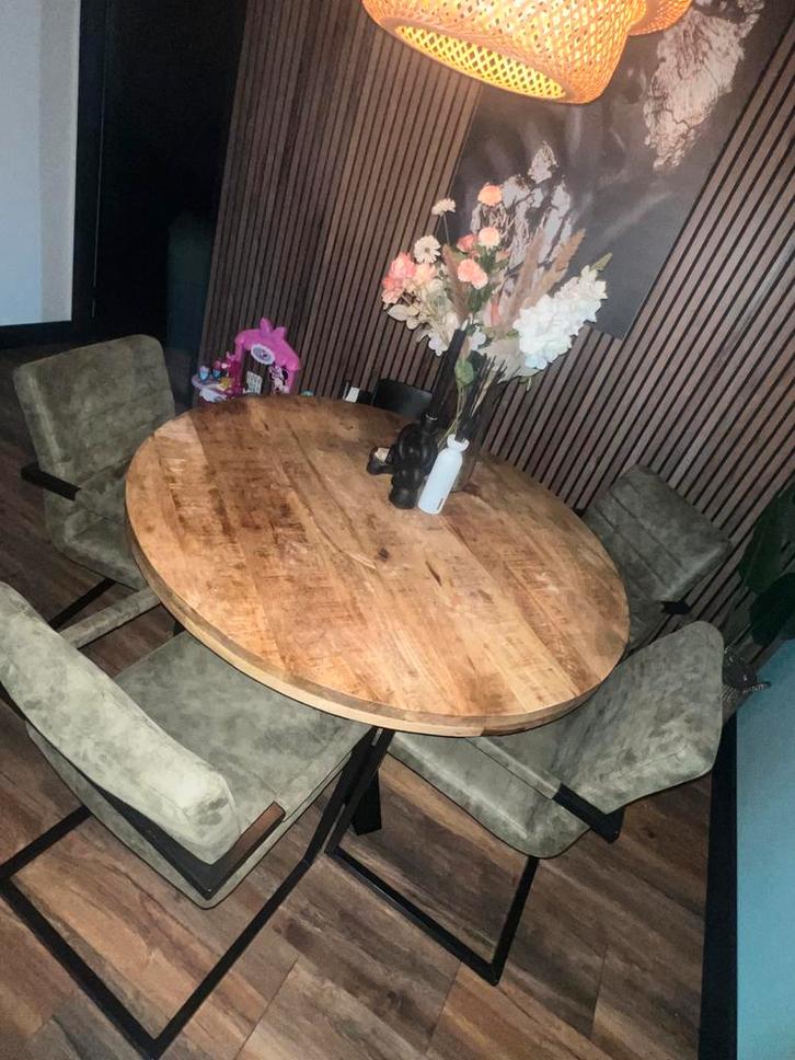 4 Zwart/Groene Eetkamerstoelen - Kleine Prijs!, Huis en Inrichting, Stoelen, Gebruikt, Vier, Stof, Zwart, Ophalen