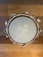 Vintage Brocante Plafonnière Wit, Ophalen, Gebruikt, Glas