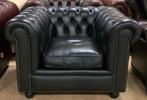Prachtige Chesterfield Fauteuil Zwart, Gebruikt, Bendic international, Ophalen of Verzenden, 100 tot 125 cm