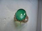 MOOIE ZILVEREN RING MET GROENE AGAAT MAAT  18,25, Antiek en Kunst, Verzenden, Zilver