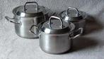 Professionele RVS pannenset SIGG - 3 pannen  20, 18 en 16cm, Gebruikt, Pannenset, Ophalen of Verzenden, Rvs
