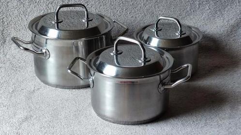 Professionele RVS pannenset SIGG - 3 pannen  20, 18 en 16cm, Huis en Inrichting, Keuken | Potten en Pannen, Gebruikt, Pannenset