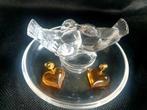 Lalique Amber Hart Oorbellen, Hangers, Bruin, Ophalen of Verzenden, Glas
