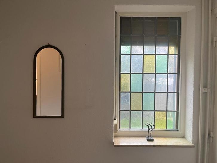 Wandspiegel halfrond metaal, Huis en Inrichting, Woonaccessoires | Spiegels, Zo goed als nieuw, Minder dan 50 cm, Minder dan 100 cm