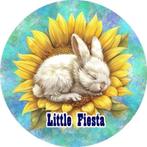 LF3982 ouwel konijn zonnebloem 20x4,7cm eetbare rondjes vers, Ophalen of Verzenden, Nieuw, Cupcakes, Versiering
