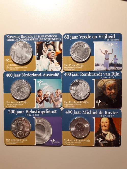 6x Herdenkingsmunt Nederland zilver (coincard KNM), Postzegels en Munten, Munten | Europa | Euromunten, Overige waardes, Overige landen