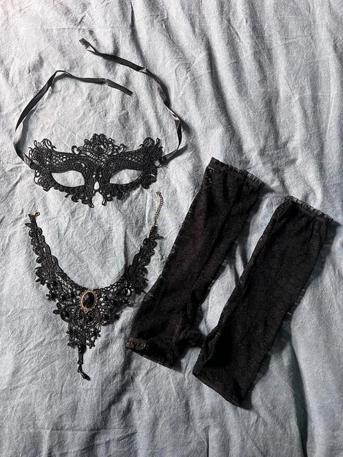 3-delige set masker, choker, lange handschoenen, Kleding | Dames, Carnavalskleding en Feestkleding, Ophalen of Verzenden