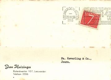 Jan Huizinga, Leeuwarden - 09.1955 - briefkaart beschikbaar voor biedingen