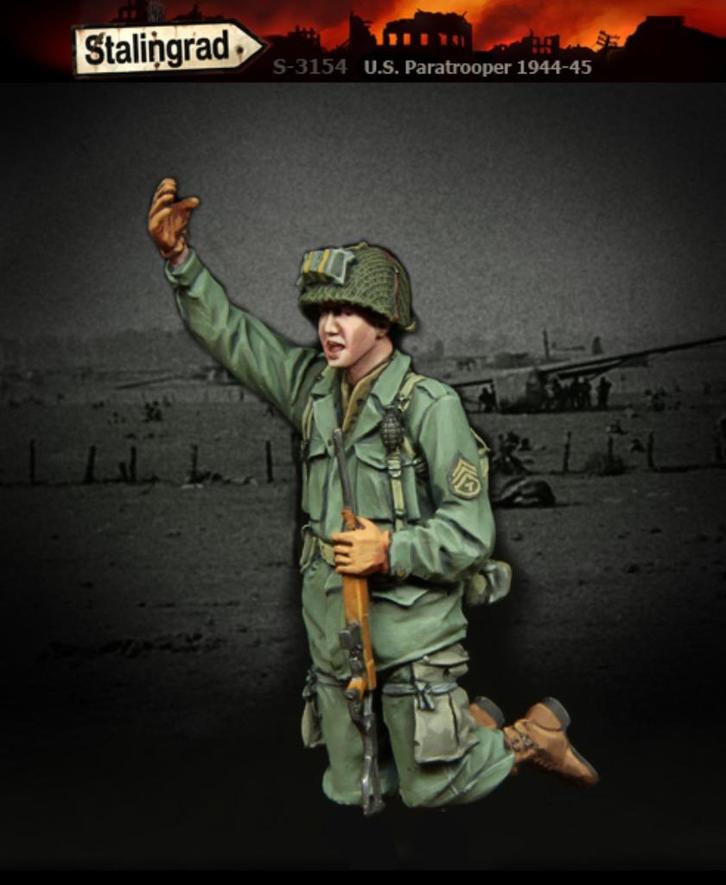 H-291,RESIN FIGUUR 1-35,NO,S-3154,U.S. Paratrooper,1944-45, Hobby en Vrije tijd, Modelbouw | Figuren en Diorama's, Nieuw, Ophalen of Verzenden