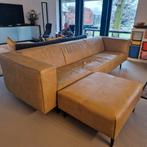 Grote leren Movani bank met hocker in zeer goede staat, Huis en Inrichting, Ophalen, 250 tot 300 cm, Zo goed als nieuw, Modern
