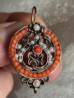Unieke robuuste vintage oorbellen met koraal en zaadparels, Ophalen of Verzenden, Zo goed als nieuw, Rood, Zilver