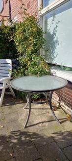 Tuintafel, metaal en glas, Tuin en Terras, Ophalen, Gebruikt, Rond, Metaal