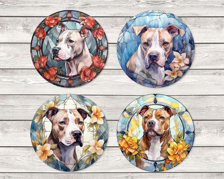Amerikaanse Stafford Glas in Lood onderzetters met houder, Huis en Inrichting, Woonaccessoires | Onderzetters, Nieuw, Glas of Kopje