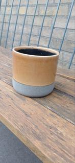 Aardewerk bloempot - beige/grijs, Ophalen, Gebruikt, Rond, Tuin