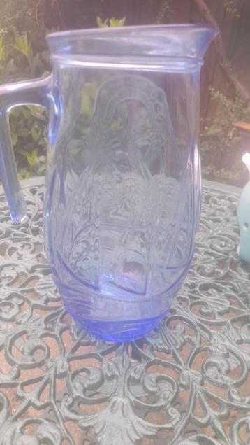 kobalt blauwe glazen kan van 23cm hoog  beschikbaar voor biedingen