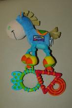 Playgro blauwe paard ontdek activity knuffel bijtring 27 cm, Ophalen of Verzenden, Nieuw, Rammelaar
