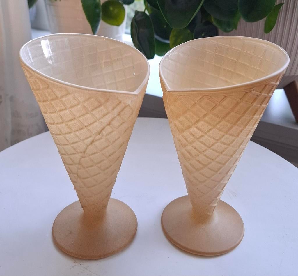 Set van 2 ijscoupes, Ophalen of Verzenden, Gebruikt, Glas