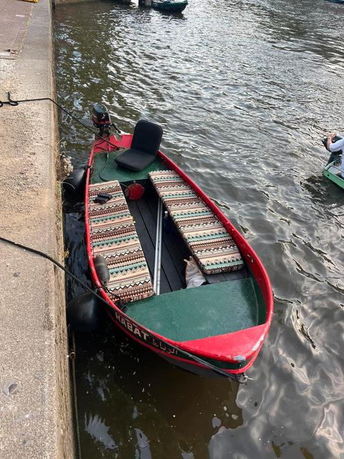 Stalen vlet / sloep met buitenboordmotor, Watersport en Boten, Sloepen, Gebruikt, Tot 10 pk, 3 tot 6 meter, Buitenboordmotor, Benzine