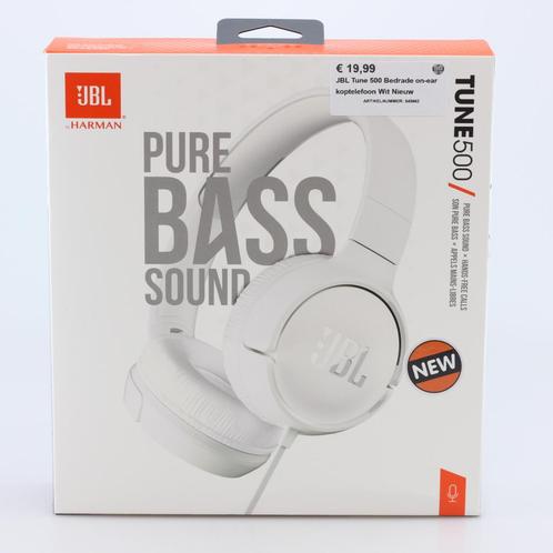 JBL Tune 500 Bedrade on-ear koptelefoon Wit Nieuw, Audio, Tv en Foto, Koptelefoons, Nieuw