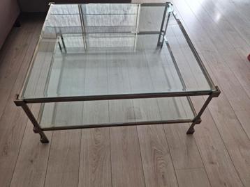 Glazen Salontafel met Metalen Frame beschikbaar voor biedingen