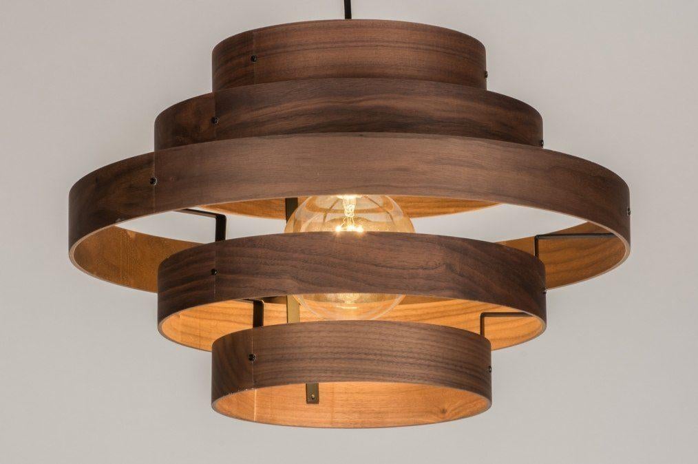 hout fineer walnoot hanglamp hoekbank vide tafel lamp 50cm, Huis en Inrichting, Lampen | Hanglampen, Ophalen of Verzenden, Nieuw