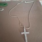 Lange ketting met kruis, Ophalen of Verzenden, Zo goed als nieuw, Zilver, Overige materialen