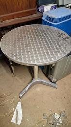 2 Zwarte Stoelen & Aluminium Tafeltje, Huis en Inrichting, Stoelen, Gebruikt, Twee, Zwart, Ophalen of Verzenden