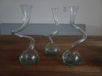 Set van drie vintage swing / swirl vazen naar Deens design, Gebruikt, Overige kleuren, Ophalen of Verzenden, Glas